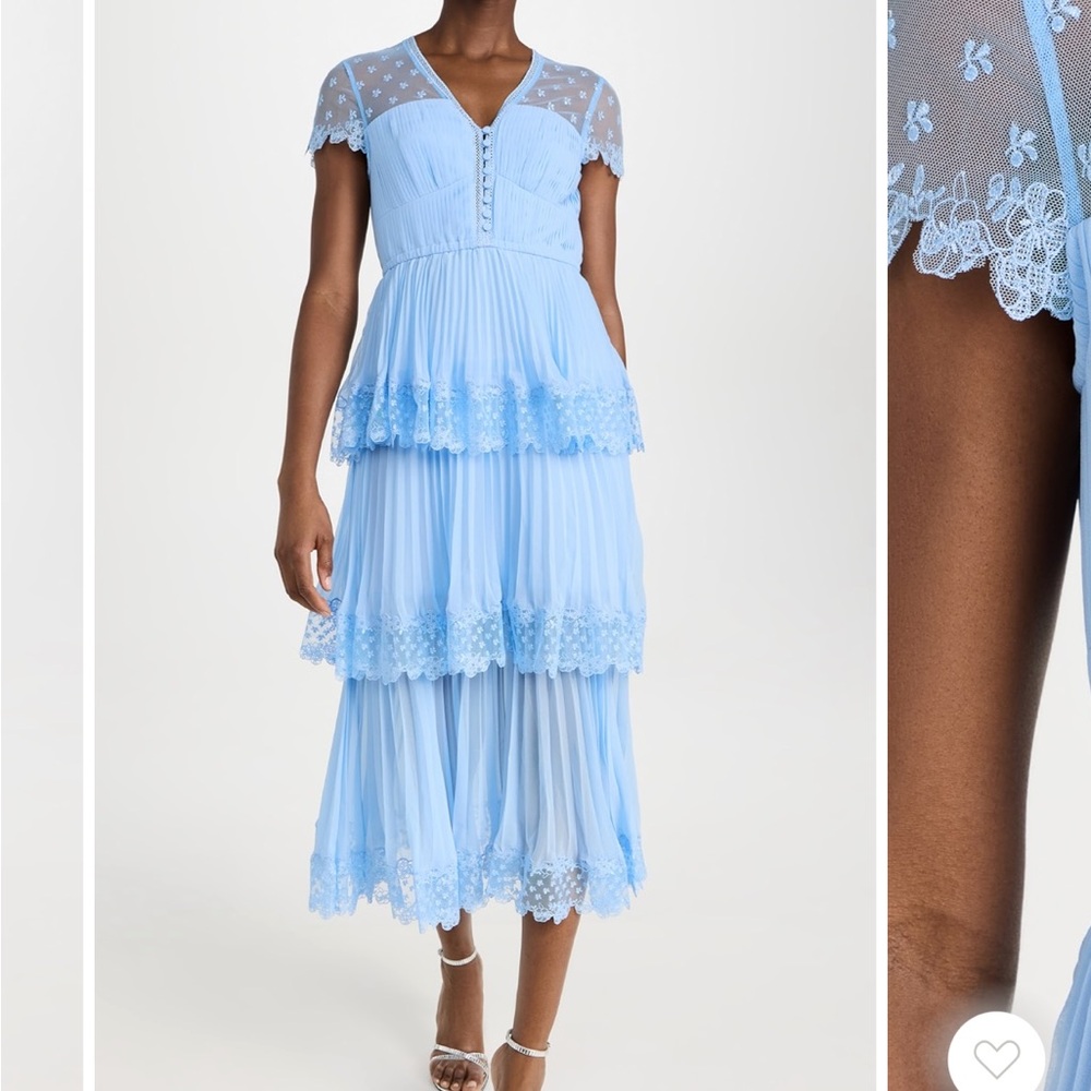 Self Portrait
Blue Chiffon Tiered Midi Dress